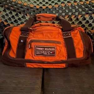 Tommy Hilfiger Duffle Bag, orange canvas. Excellent used condition